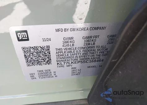 2025 Chevrolet Trax Activ z USA, uszkodzony, nr VIN KL77LKEP5SC168464